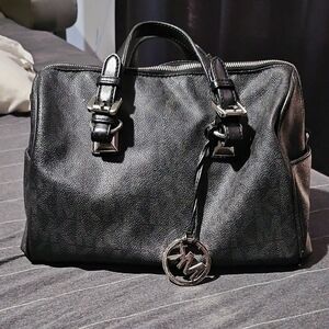 Michael Kors Black Textured Satchel